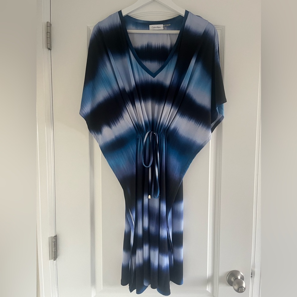Calvin Klein Blue and Black Tie-Dye Swim Coverup
